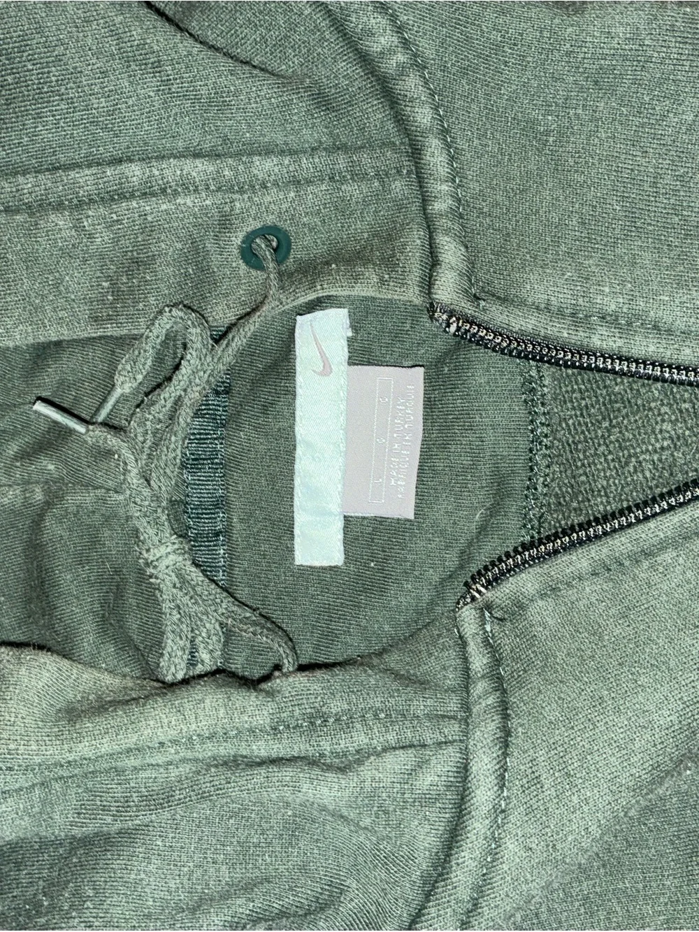 Nike Green Quarter-Zip Hoodie with Subtle Red Swoosh